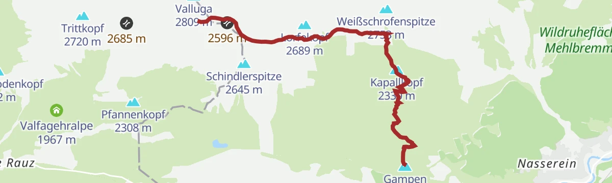 Route map: Gampen - Valluga